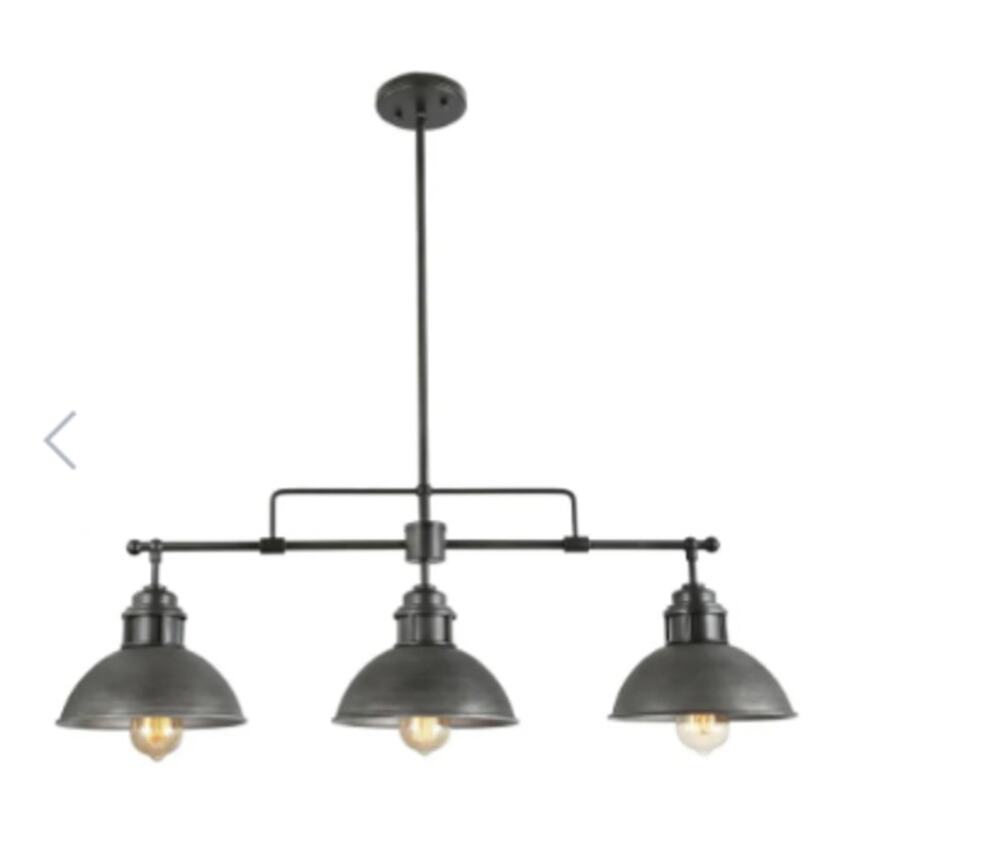 LNC Abspinim 3-Light 36-in Gary Industrial Linear Kitchen Island Light NEW